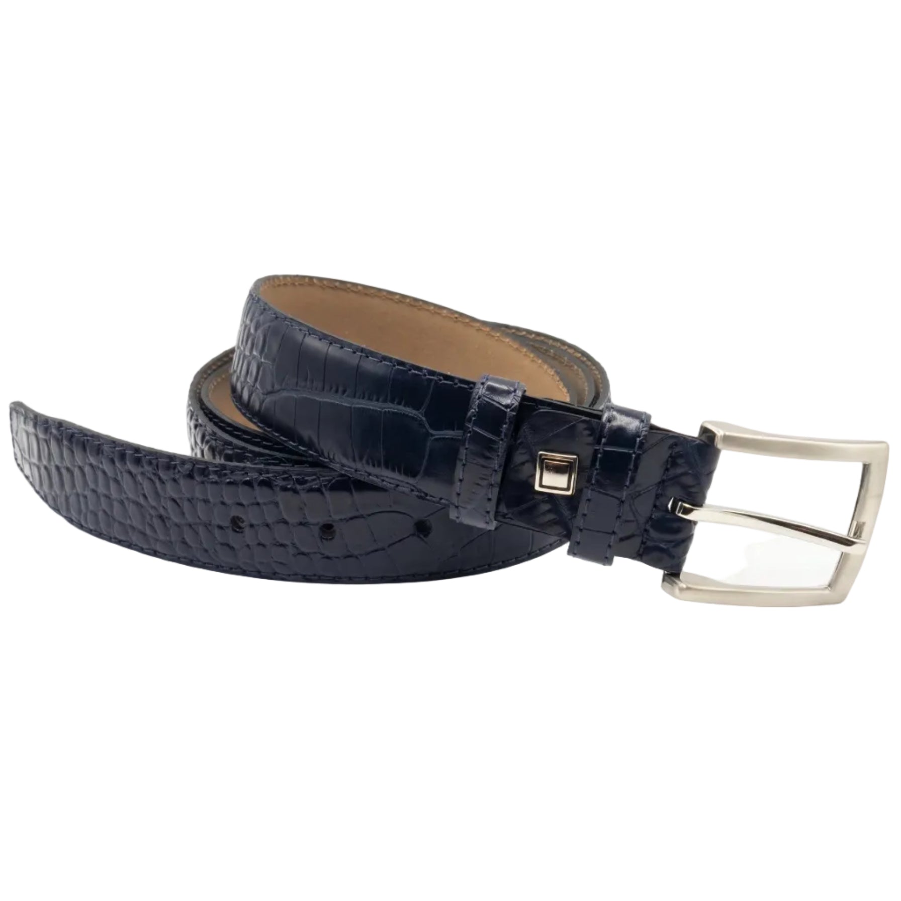 blauw kroko riem - 3,5cm | 0006-6