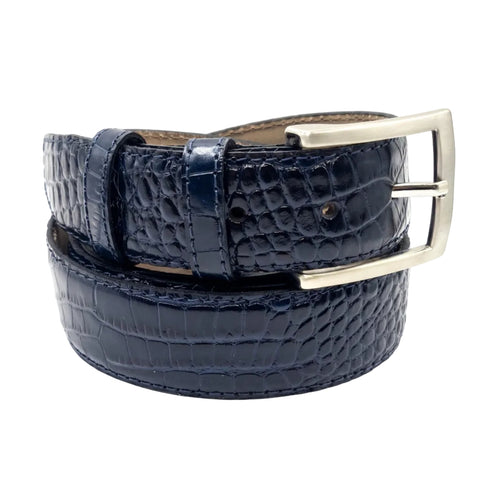blauw kroko riem - 3,5cm | 0006-6