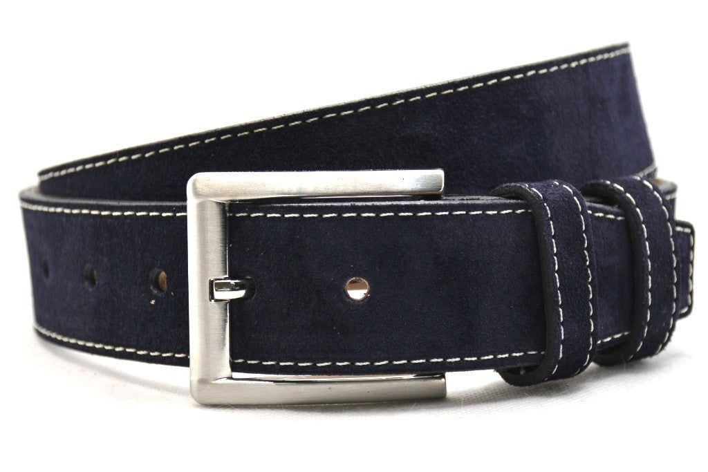 blauw suède riem - 4cm | 0007-6