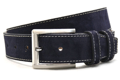 blauw suède riem - 4cm | 0007-6