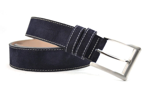 blauw suède riem - 4cm | 0007-6