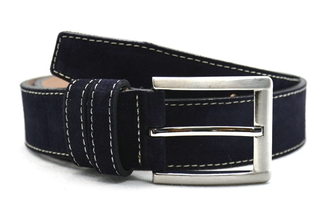 blauw suède riem - 4cm | 0007-6