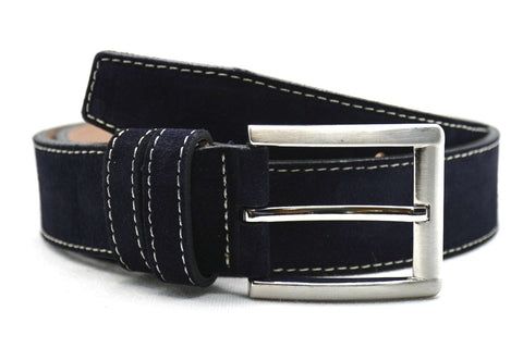 blauw suède riem - 4cm | 0007-6