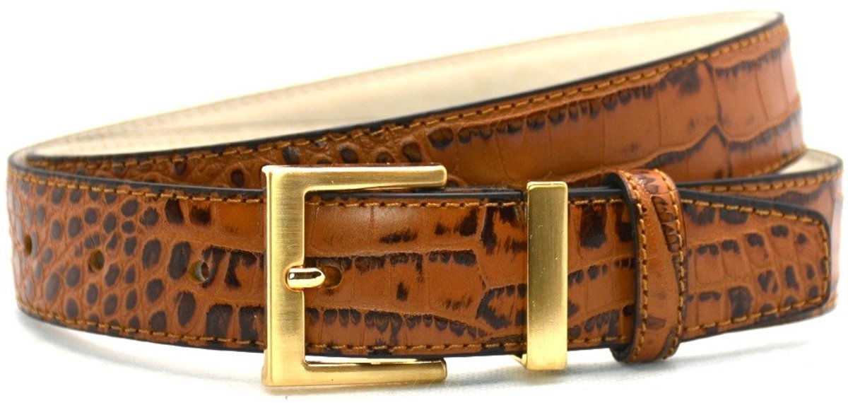 cognac croco riem - 3cm | 0032-3