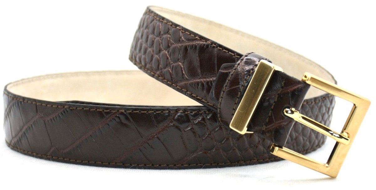 bruin croco riem - 3cm | 0032-2