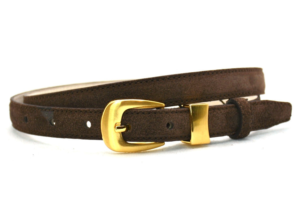 bruin suède riem - 2cm | 0024-2