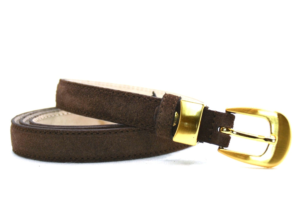 bruin suède riem - 2cm | 0024-2