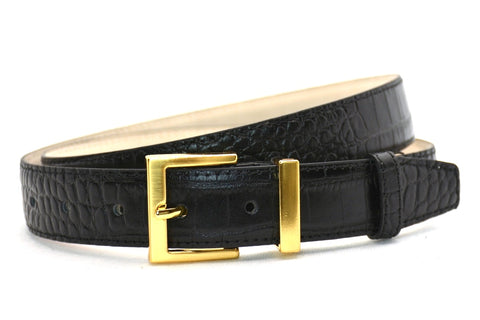 zwart croco riem - 3cm | 0032-1