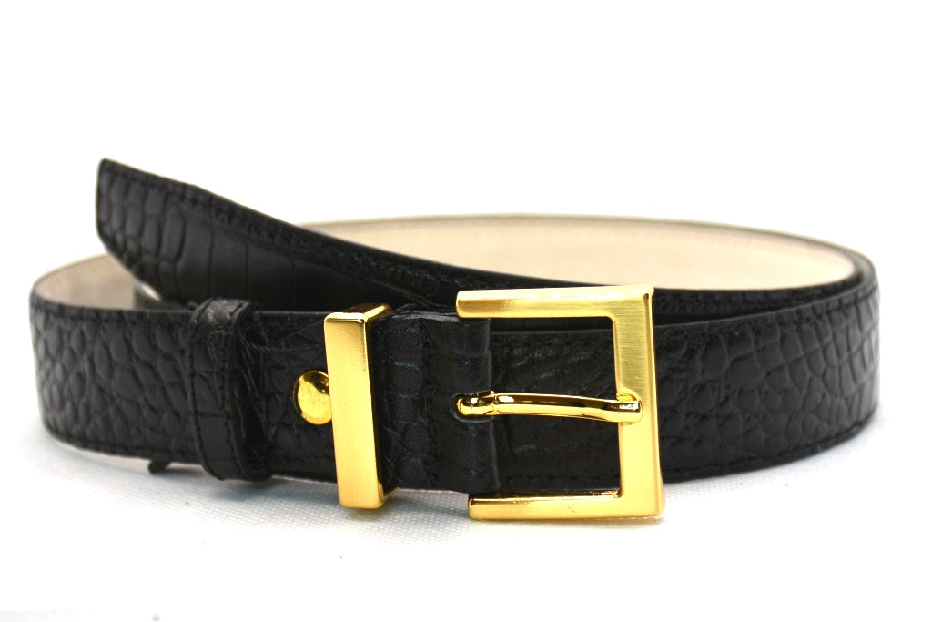 zwart croco riem - 3cm | 0032-1