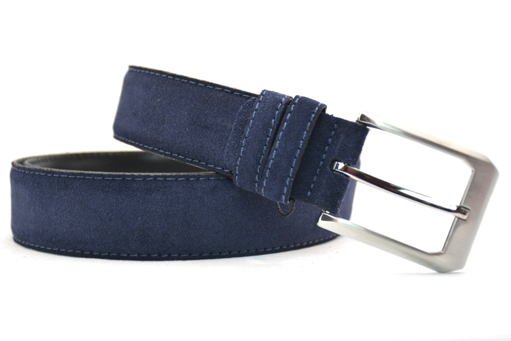 blauw suède pak riem - 3,5cm | 0004-6